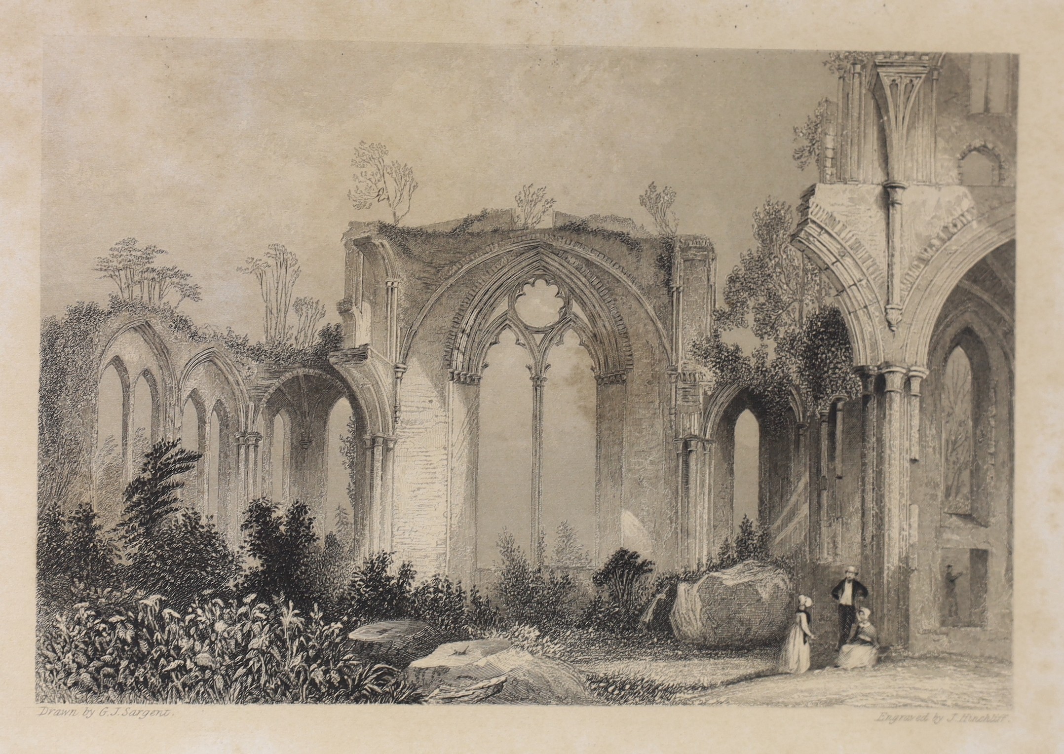 Beattie, William - Scotland illustrated, 2 vols, illustrated by Allom, Bartlett et al, 4to, red morocco gilt, with 2 engraved titles, folding map and 118 plates, George Virtue, London, 1842 and The Castles and Abbeys of